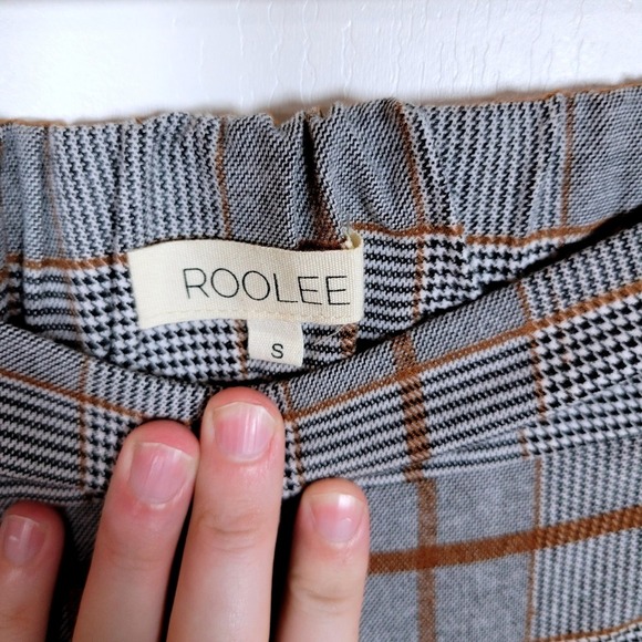 Roolee Gray Plaid Wide Leg Cropped Trousers Size Small Chic Preppy Pants - Picture 4 of 7